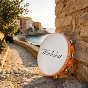 <span class=keywords><strong>Tambourin</strong></span> artisanal <span class=keywords><strong>professionnel</strong></span> en bois de couleur naturelle, personnalisable avec logo, mini, 4/6 pouces, pour mariage et fête, vente en gros - Product Image 1