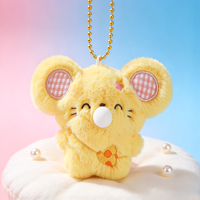 Breloques en peluche personnalisées mignonnes de dessins animés, série souffleur de bulles, pendentifs anti-stress pour sacs avec chaîne perlée, porte-clés cadeau pour enfants