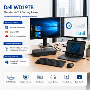 ดั้งเดิมสำหรับ <span class=keywords><strong>Dell</strong></span> WD19TB ธันเดอร์โบลท์3แท่นชาร์จพร้อมอะแดปเตอร์180วัตต์แท่น USB-C สามจอ - Product Image 5
