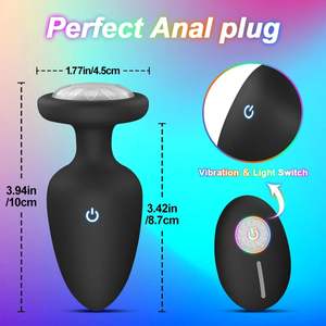 <span class=keywords><strong>Plug</strong></span> Anal Vibrador de Silicone com Luz LED Recarregável por USB e Controle Remoto Sem Fio para Casais e Homens - Product Image 3