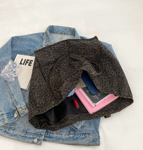 Custom Print Leopard Print Loose Cotton Canvas Women's Handbag Mommy Shopping <b>Bag</b> - Product Image 4