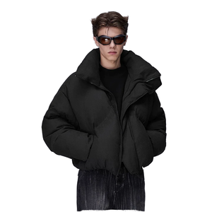 Chaqueta de Plumón para Hombre, Estilo Corto, Cierre de Cremallera, Color Sólido, Corte Holgado, Talla Grande, para Invierno - Product Image 3