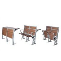 Chaise de salle de conférence en bois avec structure en alliage d'aluminium, design moderne et minimaliste, accoudoirs, chaise fixe pour salle de cours et école