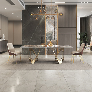 ชุดโต๊ะอาหารสี่เหลี่ยมหินอ่อนสีขาวโต๊ะแบบนอร์ดิกขยายได้พร้อมเก้าอี้ที่เข้าคู่ - Product Image 4