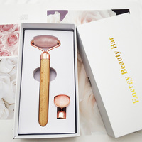 Rouleau de jade électrique 4 en 1 Outils de beauté pour le visage en pierre de cristal naturel Rouleau facial de massage en V