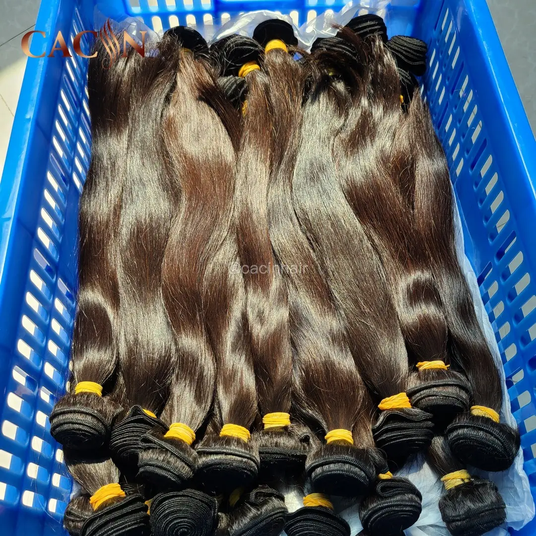 ייצור CACIN שיער גולמי הודו חבילות ספק לא מעובד סיטונאי שיער אדם הודי שיער מיושר לציפורן
