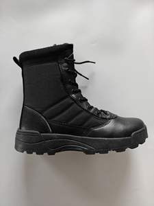 Bottes de randonnée imperméables personnalisées en stock, bottes tactiques de combat en cuir vert et noir - Product Image 2