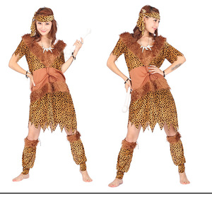 Costume de performance pour adultes, homme et femme, style aborigène africain, homme primitif, imprimé léopard indien, costume sauvage - Product Image 2