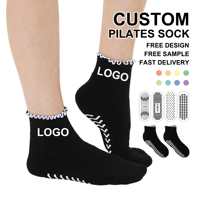 Chaussettes de Pilates antidérapantes en coton à volants pour femmes, idéales pour le ballet et le sport, personnalisables