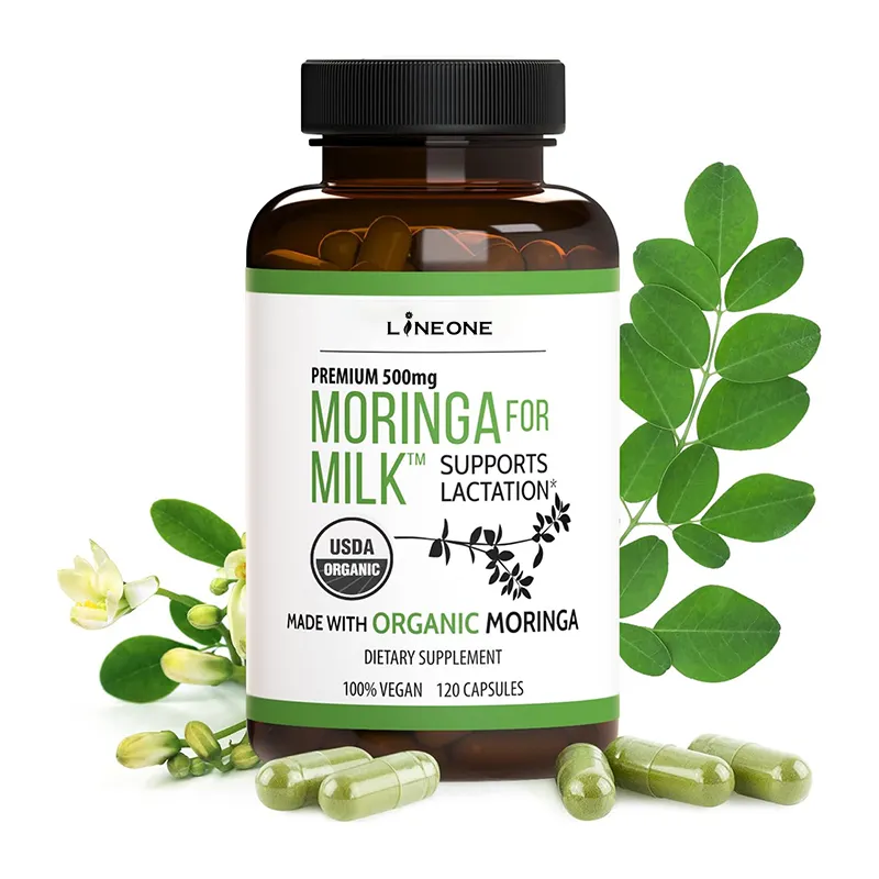 Capsule di Moringa organiche integratore per l'allattamento per l'aumento del latte materno nutrizione infantile Boost Moringa di origine sostenibile