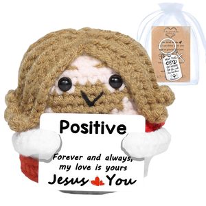 Handmade Christian <span class=keywords><strong>Keychain</strong></span> chéo Mặt dây chuyền tích cực Crochet <span class=keywords><strong>Jesus</strong></span> Búp bê bông thêu cho tình cảm hỗ trợ Quà Tặng - Product Image 2