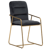 Meubles européens de haute qualité, pieds en métal plaqué or, fauteuil en velours noir