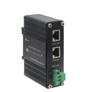 12-48V DC giriş DIN-ray duvar montajı ile endüstriyel Gigabit 95W PoE enjektörü IEEE802.3 bt 95W sertleştirilmiş POE adaptörü
