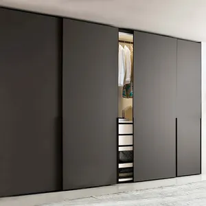 定制木制衣柜橱柜卧室家具设计现代卧室黑色木质衣橱衣柜