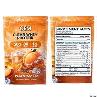 Isolat de protéines de lactosérum de haute qualité, saveur thé glacé à la pêche, 20 g de protéines, boost d'énergie, force, croissance musculaire