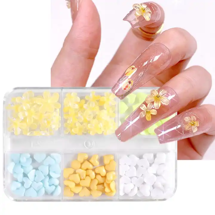 Amazon.com: 3D Flower Nail Charms, 2 Boxes 3D Acrylic Flower Nail Art  Rhinestones, 3D Flowers for Nails,White Cherry Blossom Spring Acrylic Nail  Supplies with Pearls Manicure DIY Nail Decorations : Beauty &