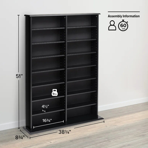 Meuble de rangement multimédia certifié BSCI, double <span class=keywords><strong>colonne</strong></span>, pour <span class=keywords><strong>CD</strong></span>/DVD, étagère de rangement multimédia, autoportant, <span class=keywords><strong>noir</strong></span>, organisateur de jeux - Product Image 4