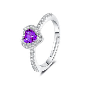Anillo Clásico de Moissanita para Mujer, Nuevo y Popular, con Diseño Abierto de Corazón Colorido con Circonitas que Simulan Diamantes - Product Image 5