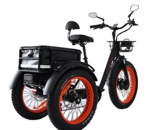 High Quality 48V 500W Folding 24inch Fat Tire 3 Wheels Bike With Basket Electric Tricycles Cargo for Transport Using - Product Image 2