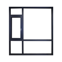 Fenêtres à battants modernes en aluminium de série 50 avec double vitrage trempé, cadre en aluminium à 90 degrés, finition peinte en poudre au design graphique