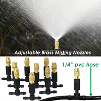 Système de brumisation et de refroidissement extérieur pour serre 5-30M, avec atomiseurs en laiton 1/4 et buses d'irrigation de jardin, pour tuyau 4/7mm, idéal pour patio