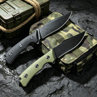 Couteau de chasse et de survie à lame fixe en acier 5Cr13 de haute qualité, manche G10 avec étui Kydex noir, couteau multi-usages robuste pour l'extérieur