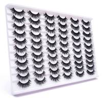 Lot de 30 paires de faux cils 3D en cheveux synthétiques, effet naturel et spectaculaire, styles variés, réutilisables, sans cruauté animale