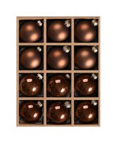 Boules de Noël Traditionnelles Brillantes et Mattes en Verre, Lot de 9 Pièces, Couleurs Rouge, Noir, Blanc, Or, Décorations Suspendues Floquées