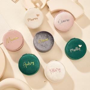 UIONEN Craft DIY 0310 Caja de Joyería Circular Clásica de Terciopelo, Almacenamiento Personalizado con Cierre, Embalaje de una Pieza - Product Image 2