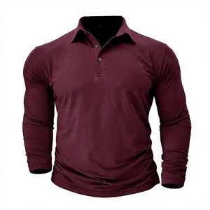 Nouveau style de polo à manches longues pour homme, style européen et américain, couleur unie, commerce transfrontalier - Product Image 1