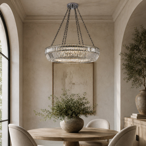 Lustre rond en cristal de luxe, longueur réglable, chaîne en cristal transparent, pour restaurant, villa, salon, lampe décorative - Product Image 4