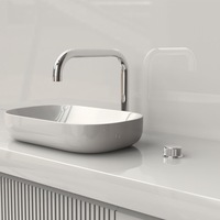 Robinet de lavabo HONGDEC gris anthracite, tube carré, bec courbé à angle droit, poignée moletée, mitigeur chaud/froid pour salle de bain