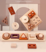 Rompecabezas Tangram de madera educativos para niños de 2 a 4 años, juego de bloques de madera geométricos, juguete de aprendizaje divertido