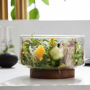 Ensaladeras de cristal transparentes de 10 pulgadas de fruta reutilizables de cocina moderna de fabricante al por mayor con cuchara - Product Image 5