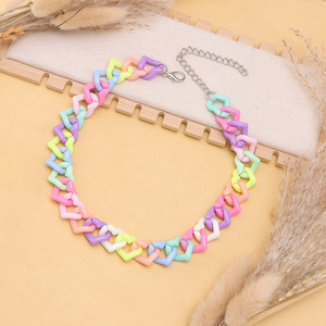 Collar de Corazón de Acrílico Colorido, Joyería Geométrica de Resina Unisex para Fiestas - Product Image 3