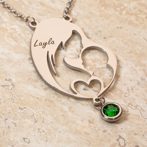 <span class=keywords><strong>Collier</strong></span> Mère-Enfant en Acier Inoxydable SongYi, Pendentif Maman Gravé au Laser, Bijou Personnalisé, Cadeau Fête des Mères, Anti-ternissement - Product Image 2
