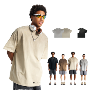 240gsm Drop Shoulder Graphic Luxury Heavyweight Cotton Streetwear Custom Men's Boxy Camiseta de gran tamaño Camisetas personalizables - Product Image 4