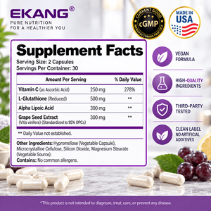 Cápsulas Veganas para la Belleza de la Piel Hechas en EE. UU., Suplemento Dietético Antioxidante, 60 Cápsulas, Logotipo Personalizado, Marca Privada - Product Image 2