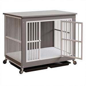 Cage pour <span class=keywords><strong>chien</strong></span> pour grands chiens, niche pour petits/moyens chiens, bac à litière, en fer, fermeture à bouton-pression, design moderne, respirant, pour animaux de compagnie - Product Image 1