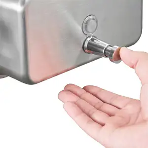 Factory Wholesale 304 Stainless Steel Wall-mounted Soap Dispenser 1500ML Soap Lye Box Manual Hand Sanitizer Bottle