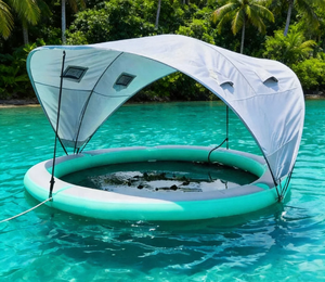 Bouée gonflable en PVC robuste avec auvent, île flottante pour <span class=keywords><strong>piscine</strong></span>, pour adultes et enfants - Product Image 4