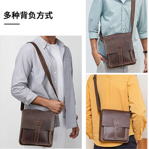 Bolso Bandolera Retro de Cuero Vacuno para Hombre Dujiang, Estilo con Solapa, Gran Capacidad, para Negocios y Viajes - Product Image 2