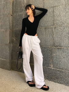 <span class=keywords><strong>Pantalon</strong></span> Cargo pour femmes avec poches <span class=keywords><strong>Pantalon</strong></span> ample taille haute <span class=keywords><strong>de</strong></span> haute qualité <span class=keywords><strong>Pantalon</strong></span> Taille personnalisée Vie décontractée - Product Image 4