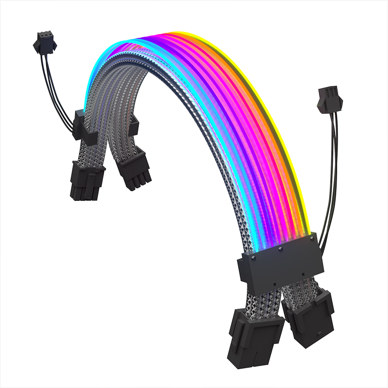 Комплект удлинительных кабелей RGB для блока питания, 8 контактов, GPU, Модифицируемый комплект удлинительных кабелей ARGB, индивидуальный источник питания для корпуса компьютера