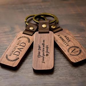 Porte-clés personnalisé en bois gravé au laser avec logo sur mesure et accessoires en bois pour voiture, sac ou pendentif - Product Image 1