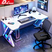 Bureau de jeu en fibre de carbone blanc 15 mm avec base en métal renforcé en X, bureau d'ordinateur, table de jeu pour la maison, table de bureau pour joueurs