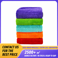 Serviette de séchage pour voiture en microfibre double face super absorbante LC, en polaire corail, 1200-1400GSM, épaisse et moelleuse, pour le detailing automobile