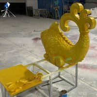 JIANGXIN Sculpture Red Bull originale, cornes jaunes, yeux de dessin animé, Feng Shui, en résine écologique, moulage de précision, artistique, taille moyenne