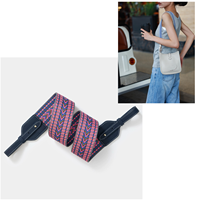 Sangle de sac jacquard en fil ciré de luxe classique premium, largeur 3,8 cm, ceinture d'épaule réglable avec embout en cuir de vachette