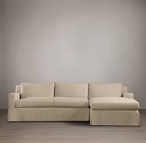 Sofá de algodón y lino en estilo <span class=keywords><strong>vintage</strong></span> de campo francés-Tela lavable RH para sala de estar, apartamento, hotel y habitaciones de hotel. - Product Image 5